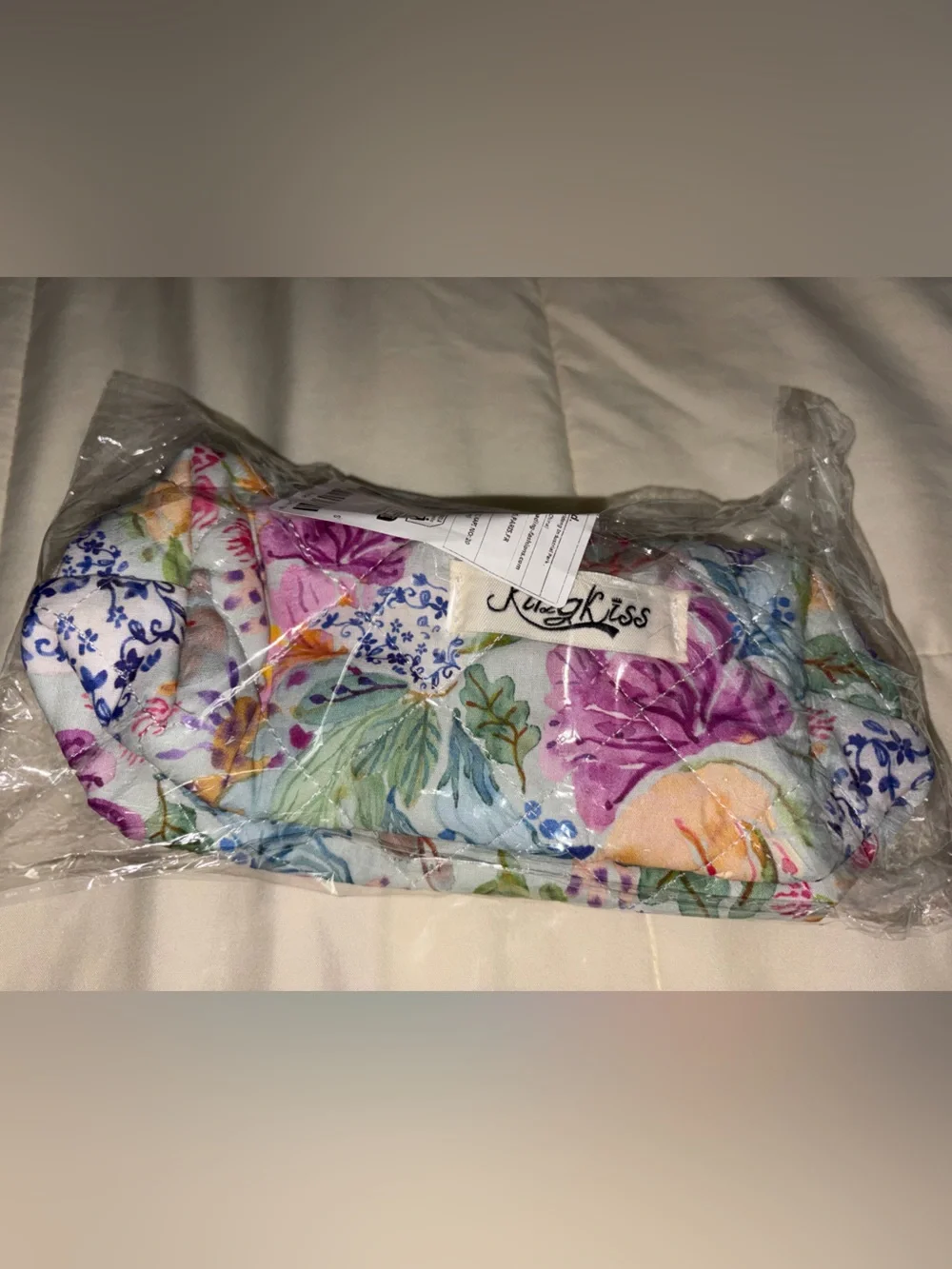 Floral Quilted Cosmetic Bag - Pink & Green